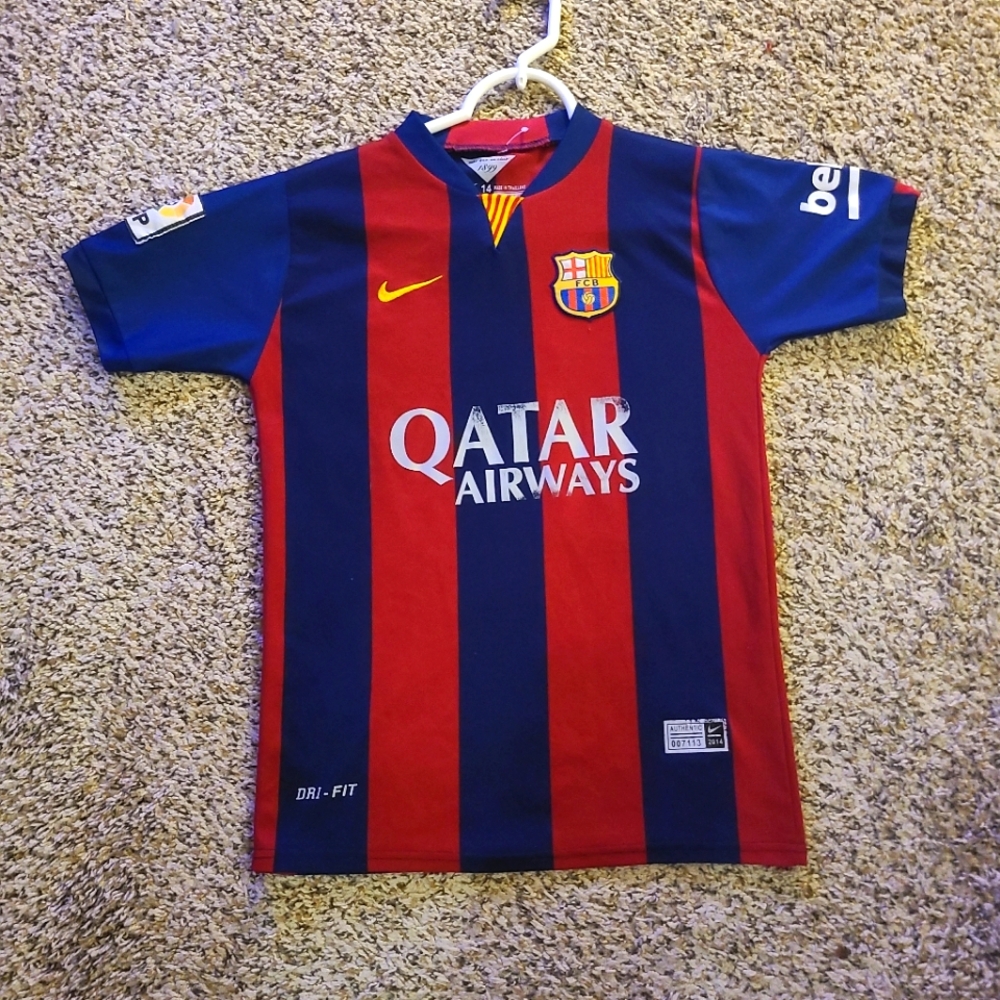 Vintage F.C Barcelona Authentic Nike Dri Fit Home Shirt #31 Munir Youth Size 14